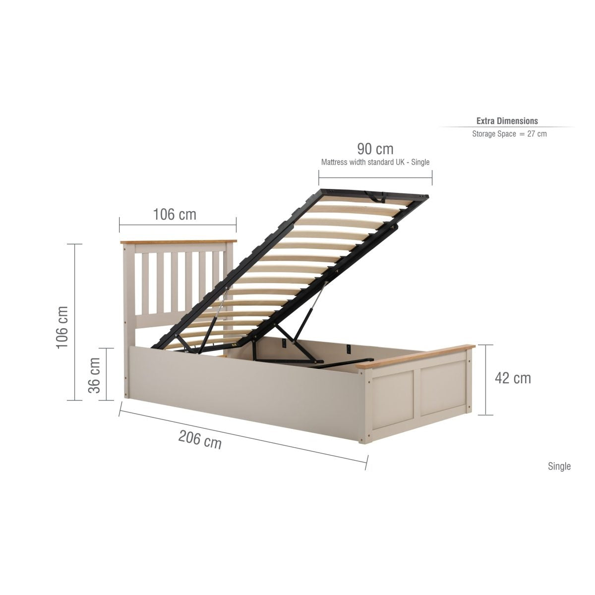2026 Phoenix Ottoman Bed - Pearl Grey
