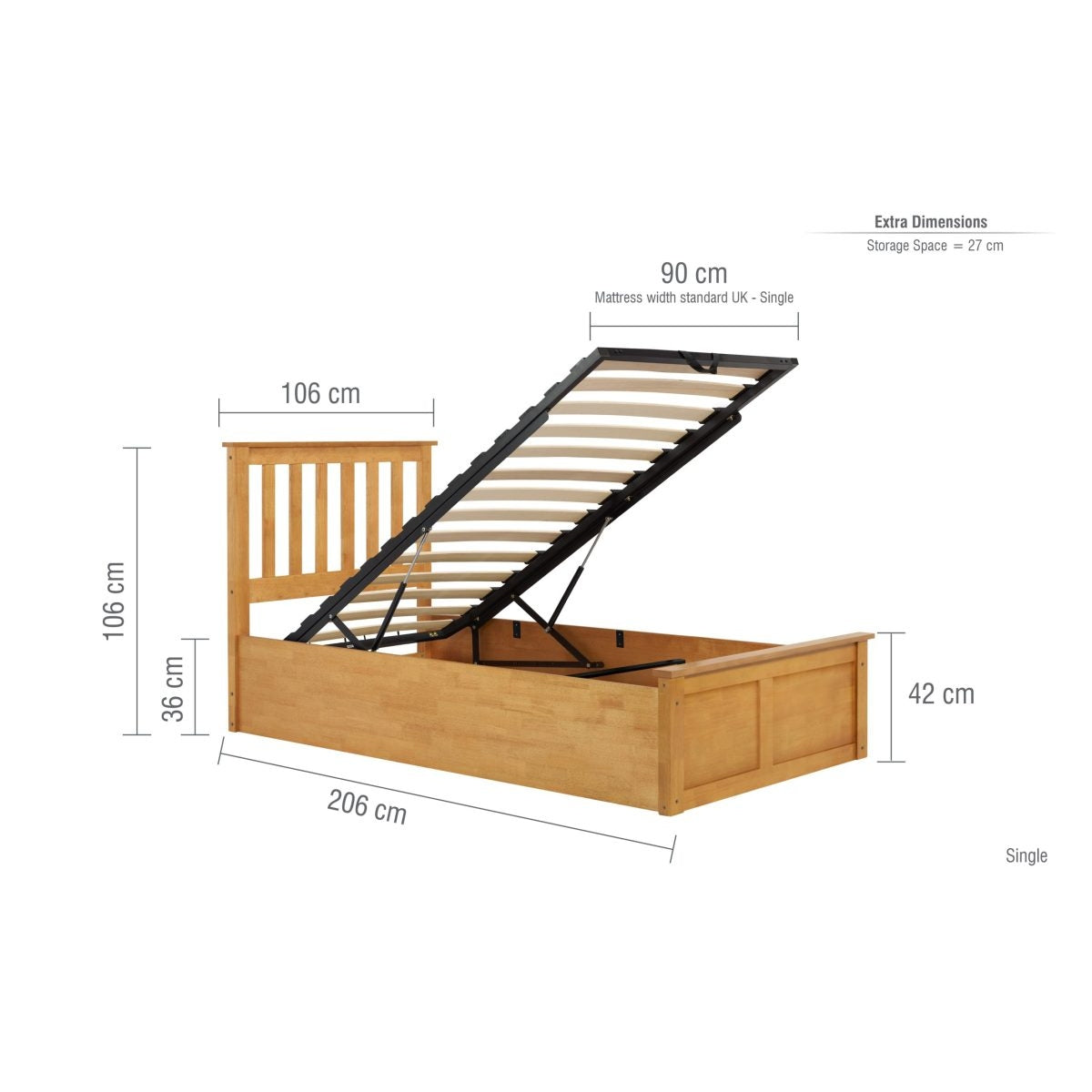 2026 Phoenix Ottoman Bed - Oak