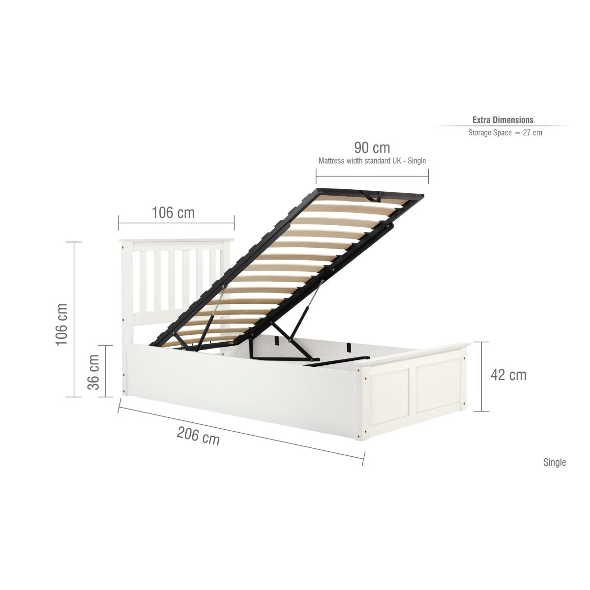 2026 Phoenix Ottoman Bed - White