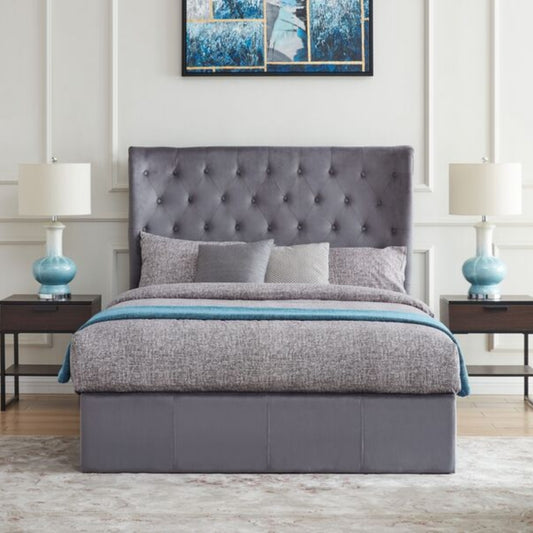 2026 Harper Fabric End Lift Ottoman Bed Frame in Grey