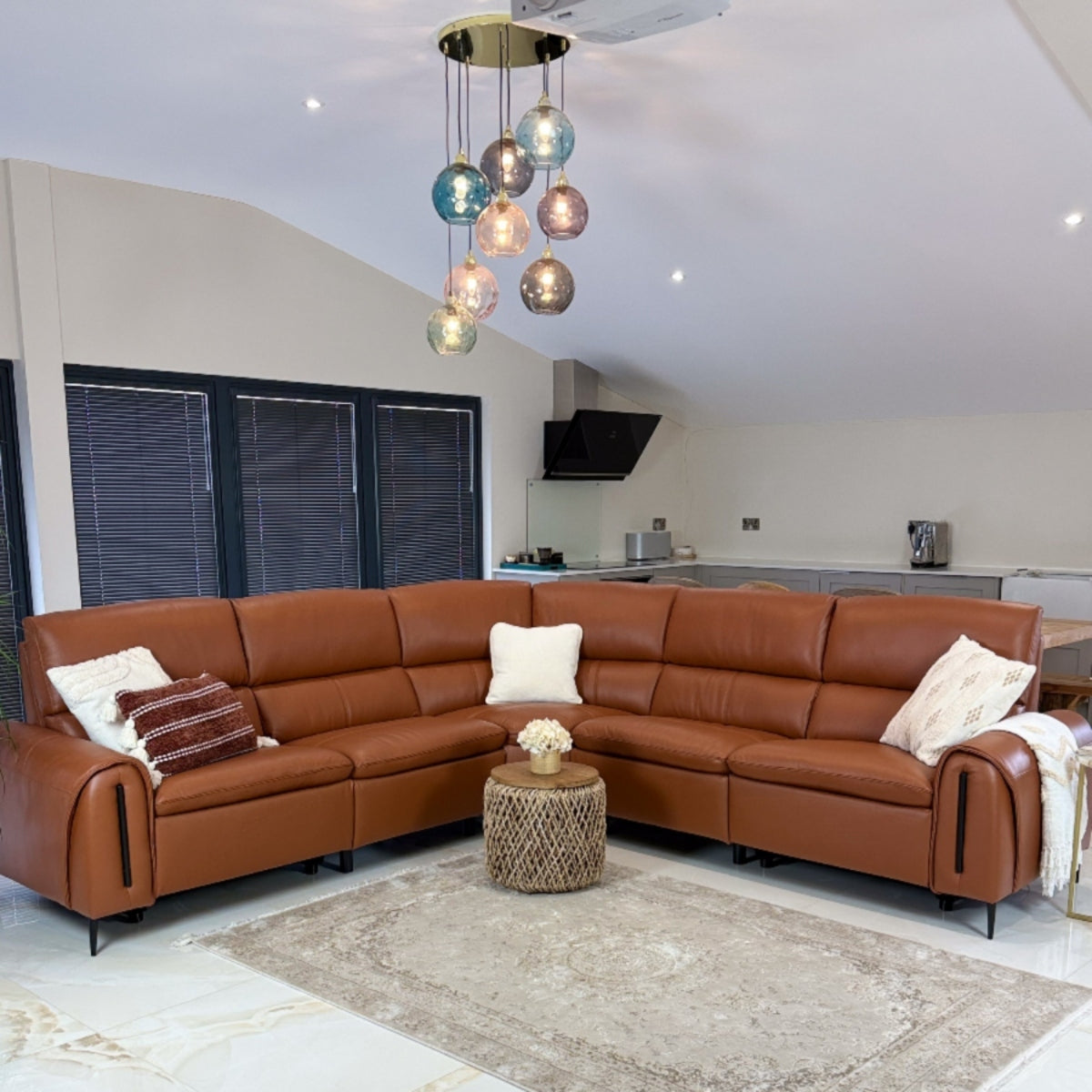 Arizona Electric Recliner Sofa Tan Large Corner