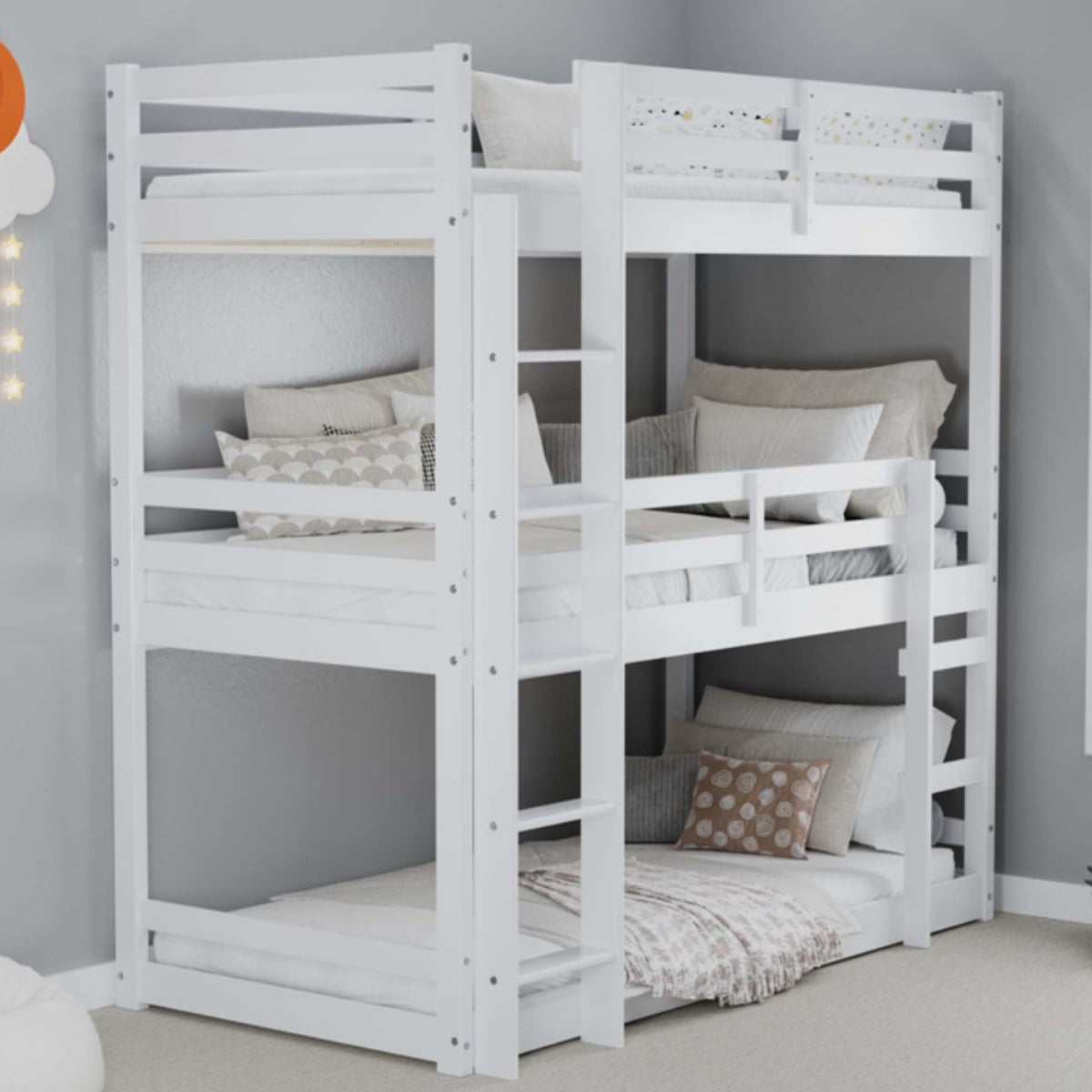 2026 Tressa Triple Bunk Bed - White