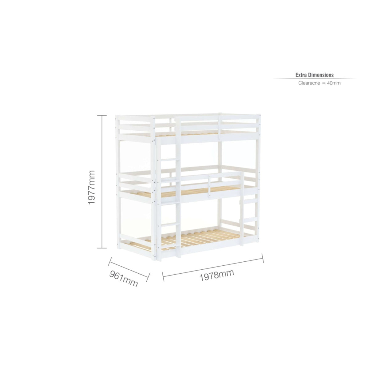 2026 Tressa Triple Bunk Bed - White