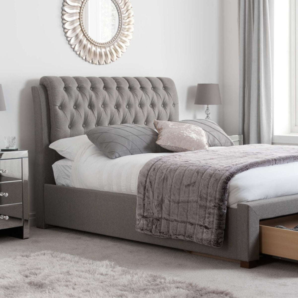 2026  Valentino 2 Drawer Bed - Grey