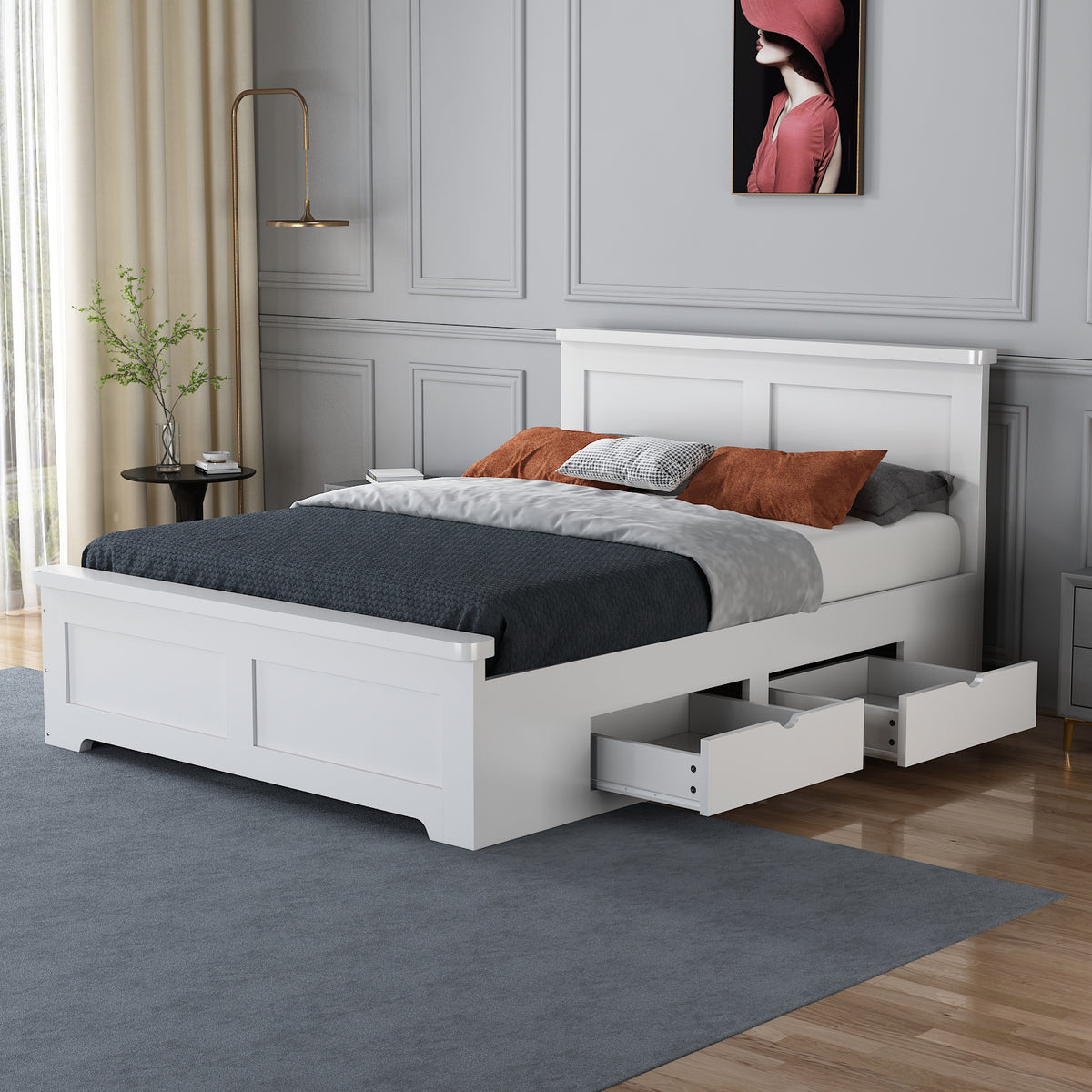 2026  Canterbury 4 Drawer Wooden Bed Frame in White